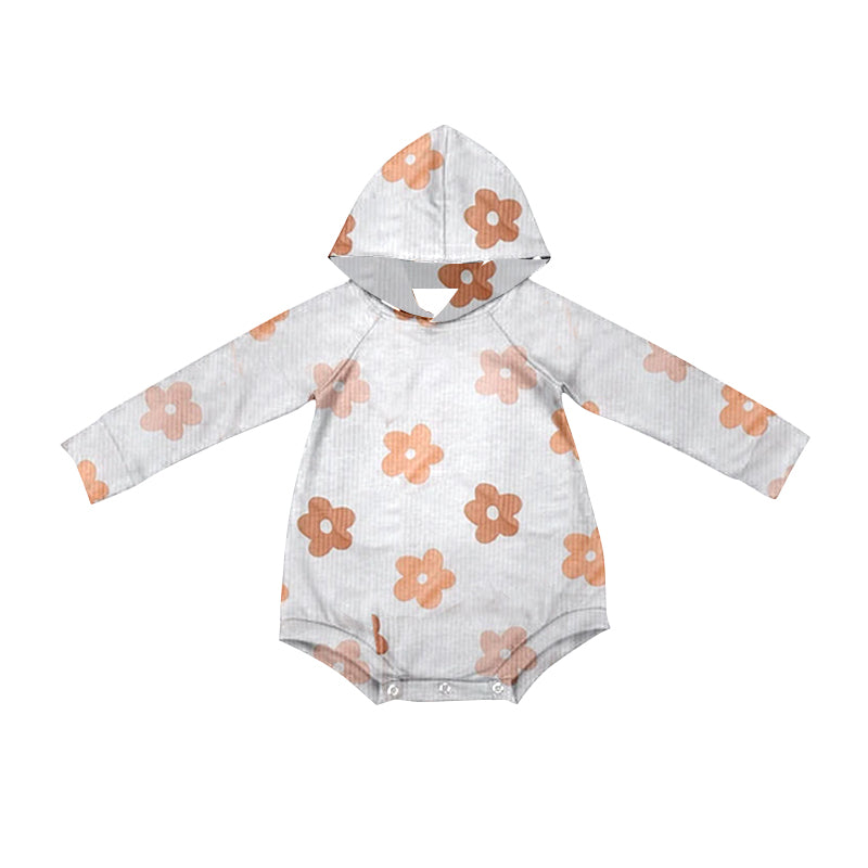 Pre-order Baby Girl Infant Long Sleeves Flower Hoodie Bubble Romper