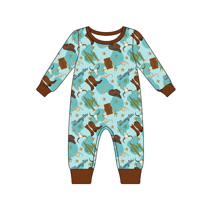 Pre-order Baby Boy Infant Western Cow Boots Cactus Romper