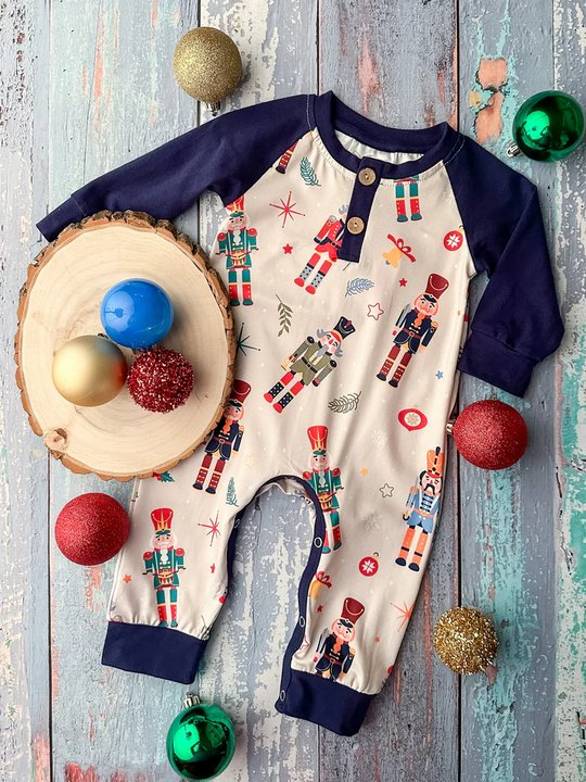Pre-order Baby Boy Infant Long Sleeves Christmas Soldier Romper