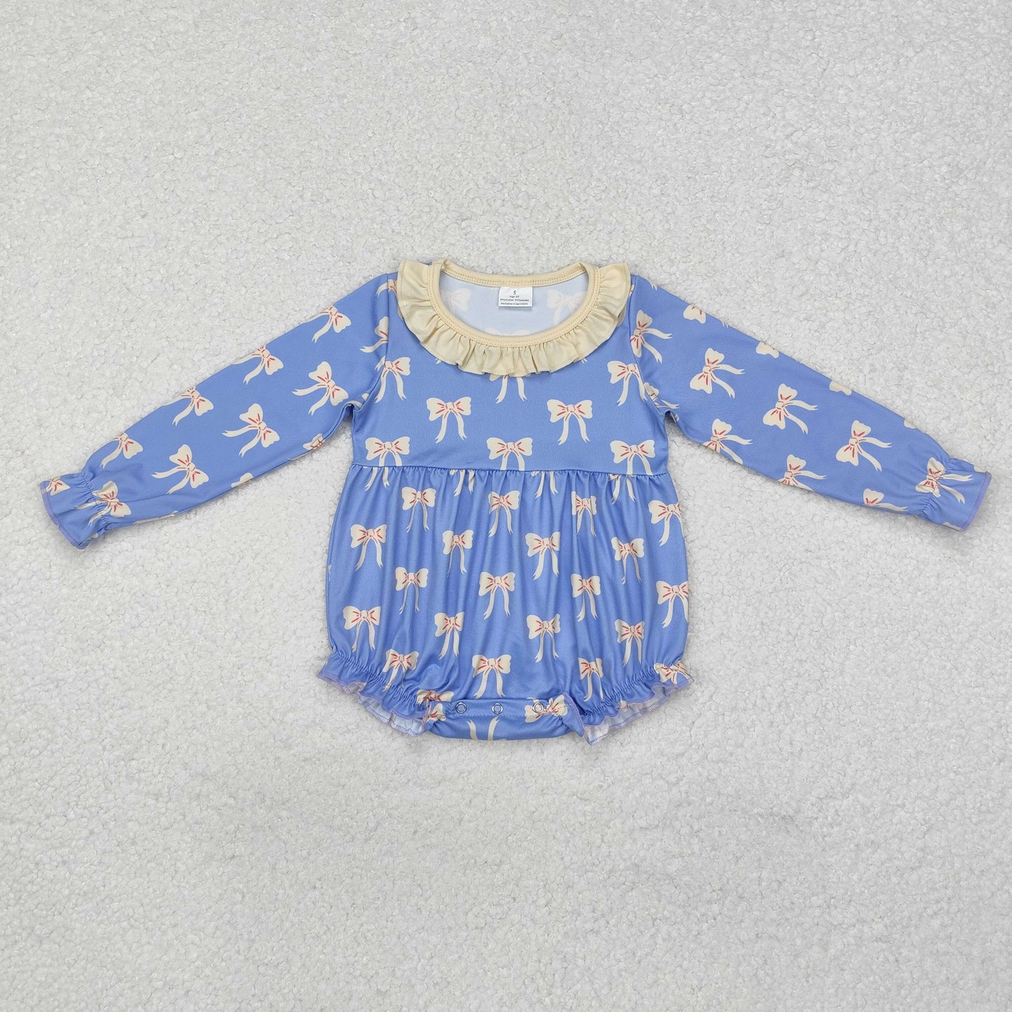 Baby Girl Kids Long Sleeves Bows Sibling Blue Romper Dress Clothing RTS