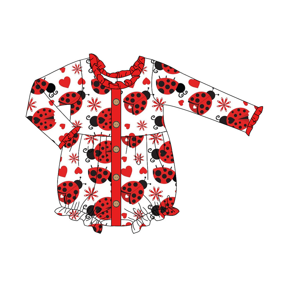 Pre-order Baby Girl Infant Long Sleeves Lady Bugs Bubble Romper