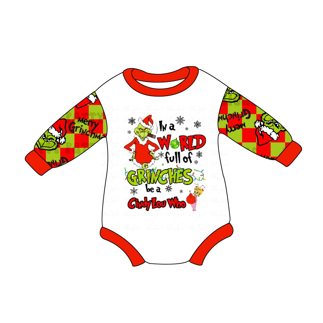 Pre-order Baby Girl Infant Long Sleeves Christmas Frog Bubble Romper