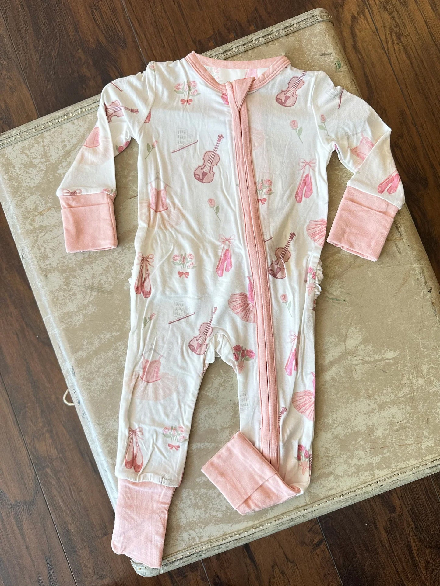 Pre-order Baby Girl Infant Music Dance Pink Zipper Romper