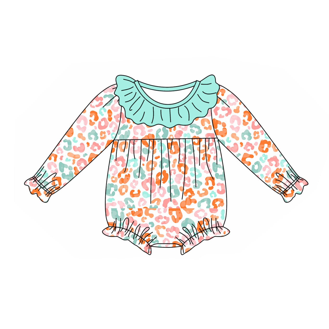 Pre-order Baby Girl Infant Leopard Ruffle Bubble Romper
