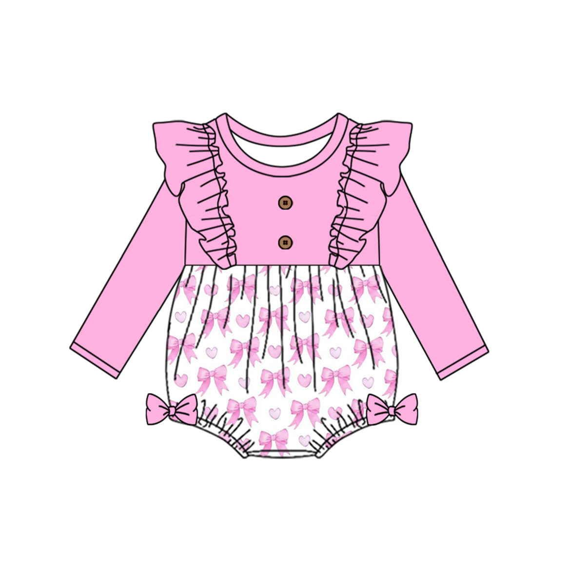 Pre-order Baby Girl Infant Pink Bows Bubble Romper