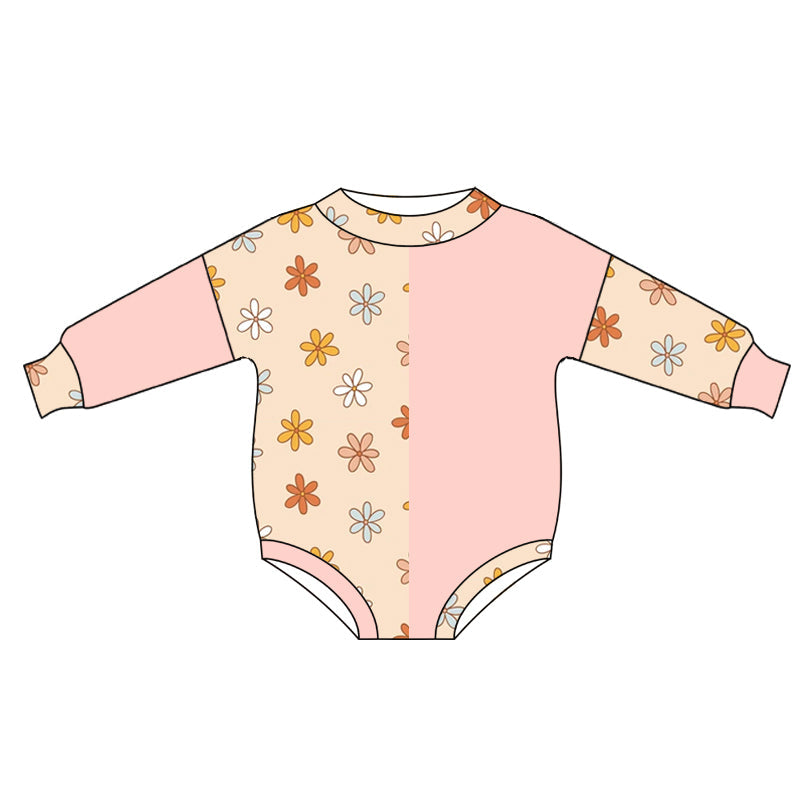 Pre-order Baby Girl Infant Long Sleeves Flower Bubble Romper