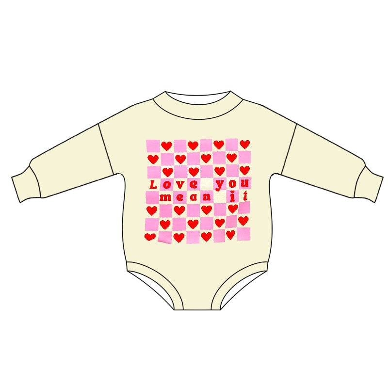 Pre-order Baby Girl Infant Valentines Love Hearts Bubble Romper