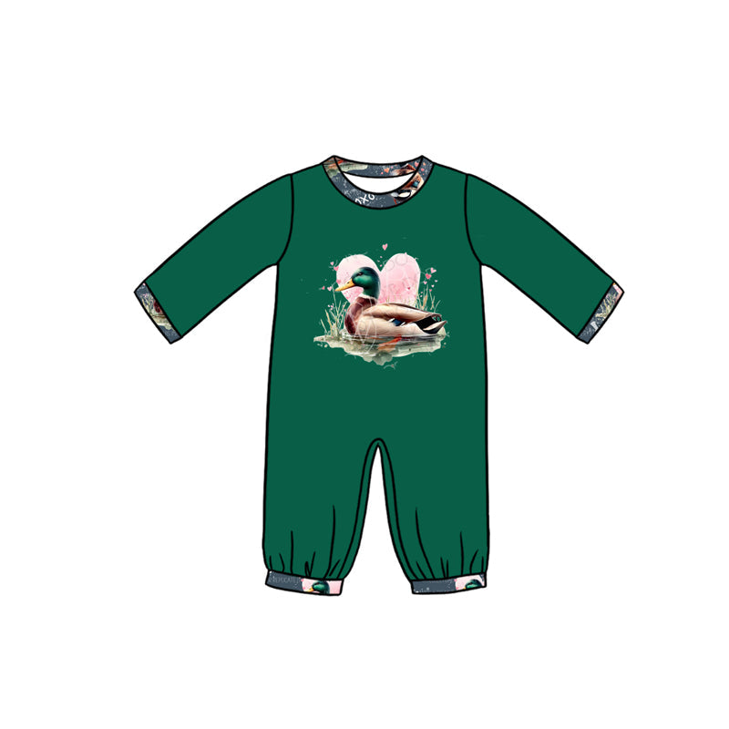 Pre-order Baby Boy Infant Valentines Long Sleeves Duck Hearts Romper