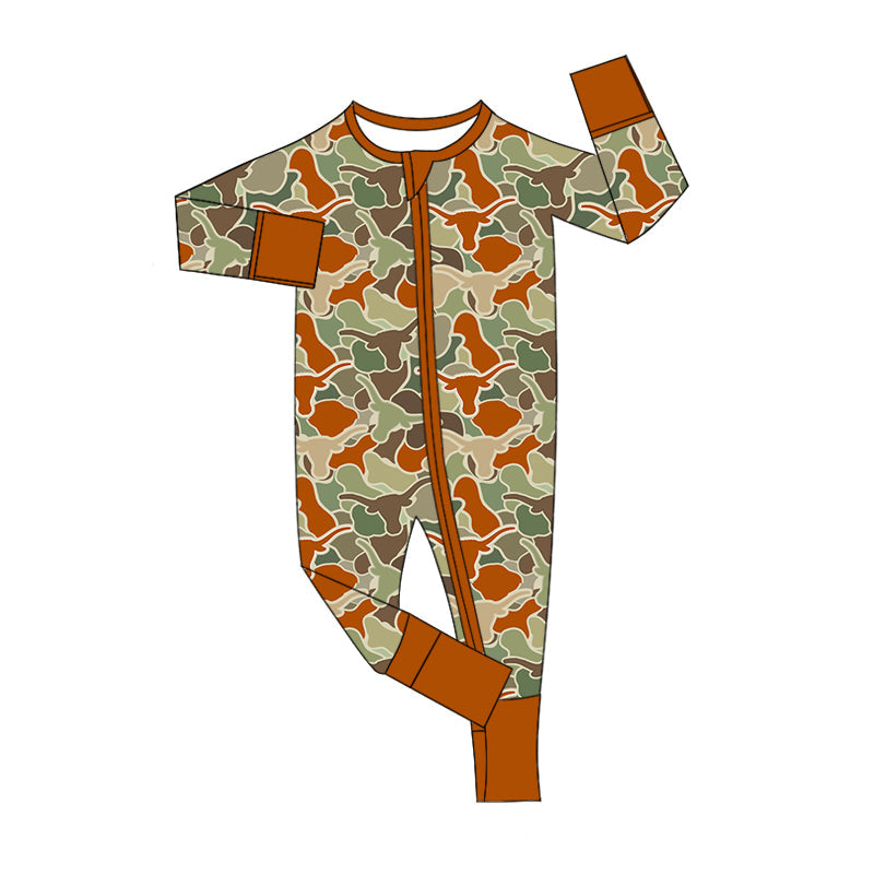 Preorder Baby Boy Long Sleeves Infant Camo Zipper Romper