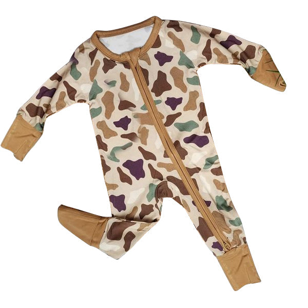 Preorder Baby Boy Infant Long Sleeves Camouflage Zipper Romper