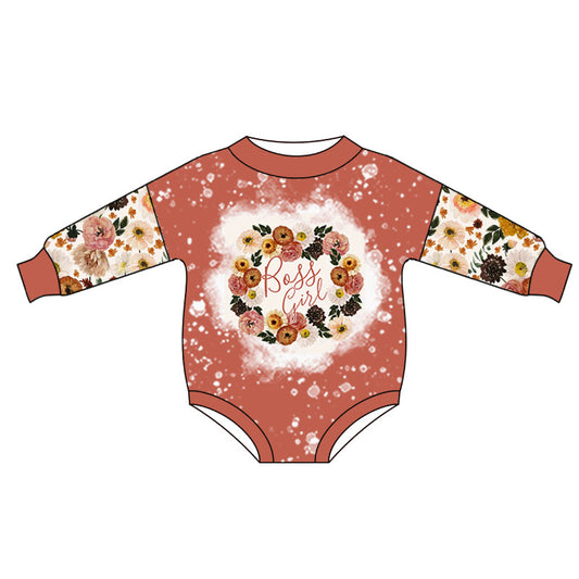 ( Moq 5 ) Preorder Baby Infant Girl Long Sleeves Flower Bubble Romper
