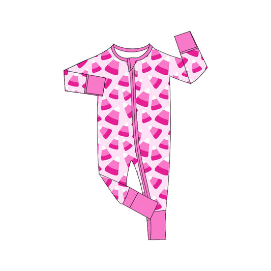 ( Moq 5 ) Preorder Baby Infant Girl Long Sleeves Pink Candy Zipper Romper