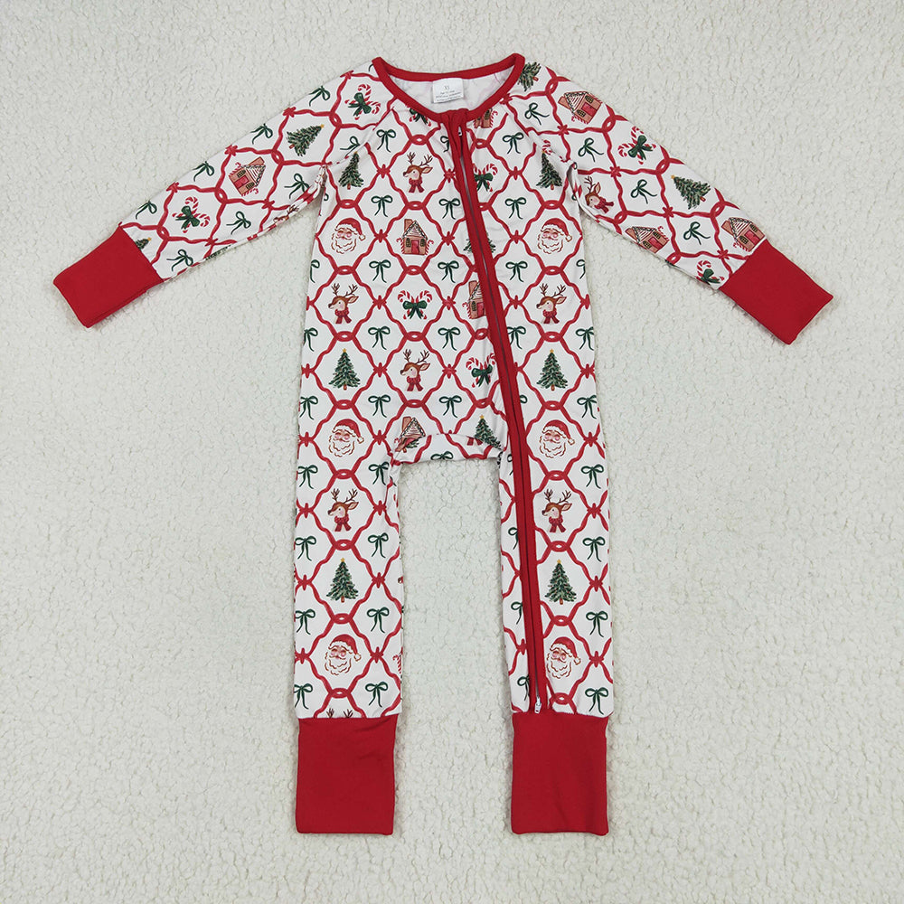 Baby Girl Toddler Long Sleeves Santa Bows Sibling Christmas Romper Pajamas Set RTS