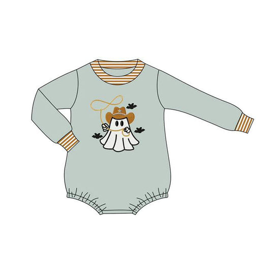 ( Moq 5 ) Preorder Baby Boy Long Sleeves Ghost Halloween Bubble Romper