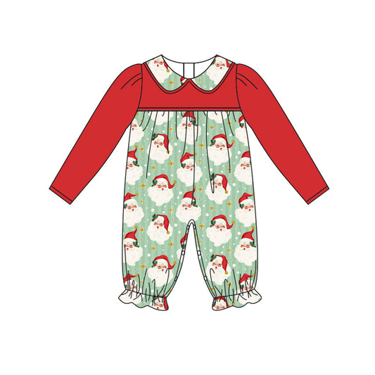 ( Moq 5 ) Preorder Baby Girl Red Long Sleeves Santa Christmas Romper