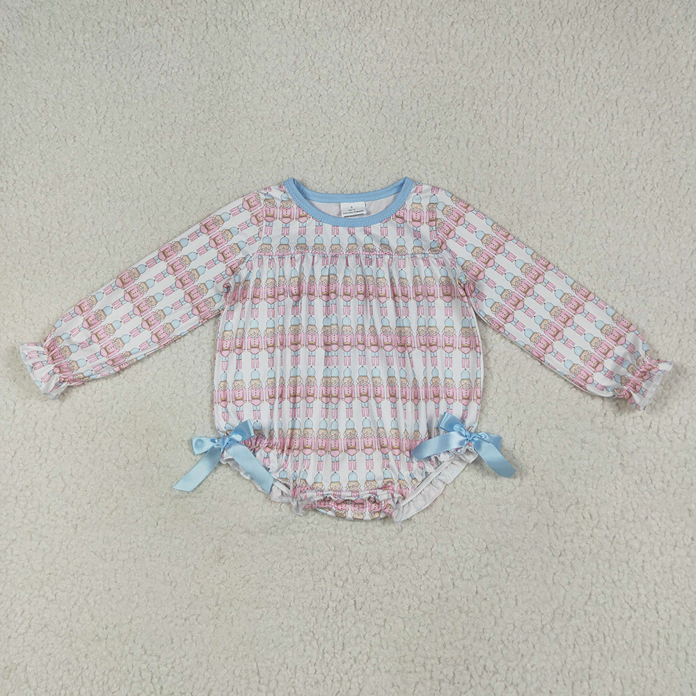 Baby Girl Toddler Long Sleeves Christmas Soldier Sibling Blue Romper Outfit Clothes RTS