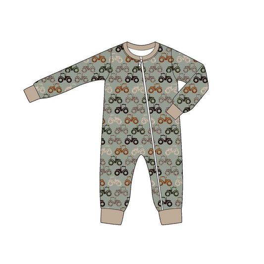 ( Moq 5 ) Preorder Baby Boy Long Sleeves Trucks Farm Zipper Romper