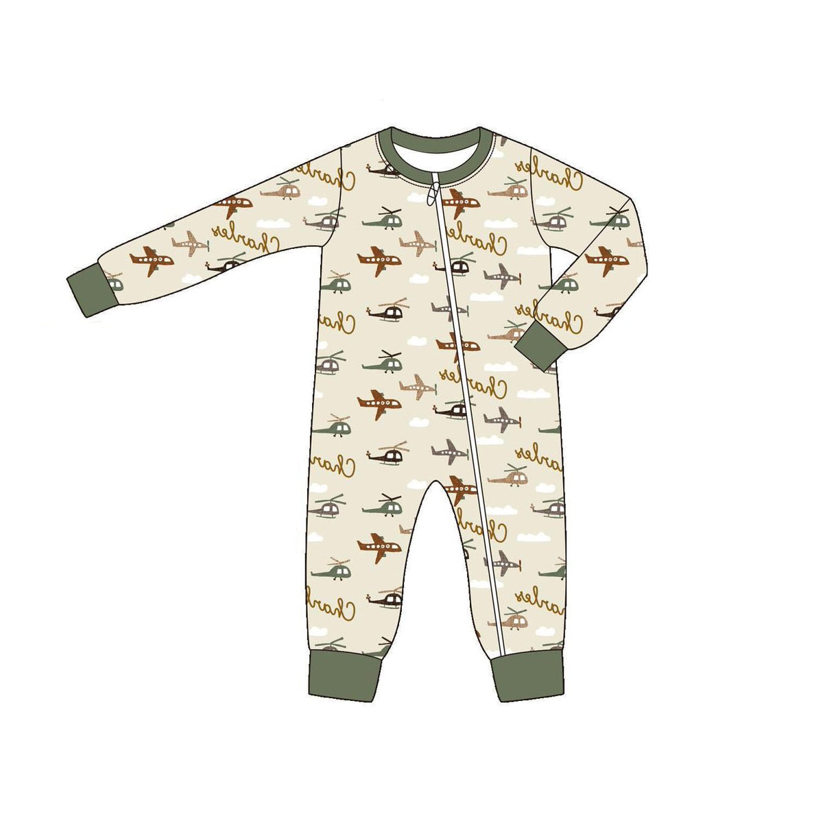 ( Moq 5 ) Preorder Baby Boy Long Sleeves Planes Zipper Romper
