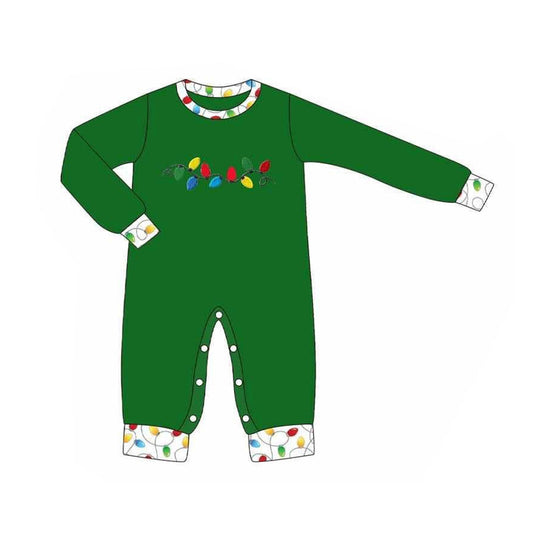 ( Moq 5 ) Preorder Baby Boy Green Long Sleeves Lights Pants Christmas Romper