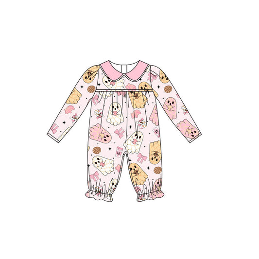 ( Moq 5 ) Preorder Baby Girl Long Sleeves Bows Ghosts Halloween Romper