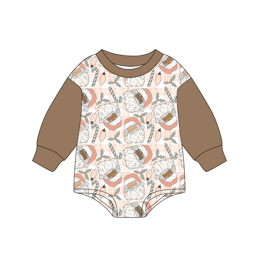( Moq 5 ) Preorder Baby Kids Toddler Long Sleeves Santa Christmas Bubble Romper
