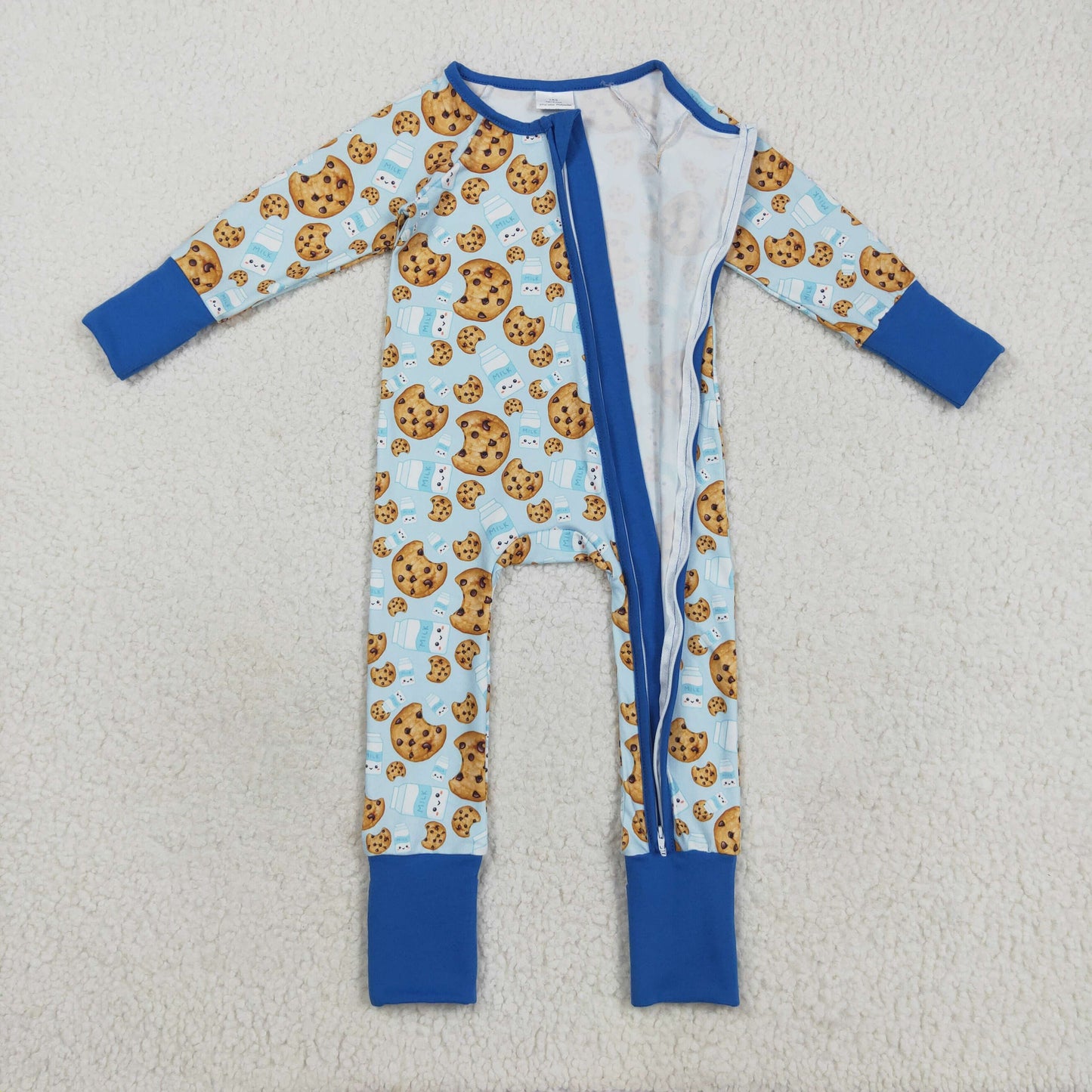 Baby Boy Girl Long Sleeves Cookies Milk Zipper Sibling Pajamas Romper Clothes RTS