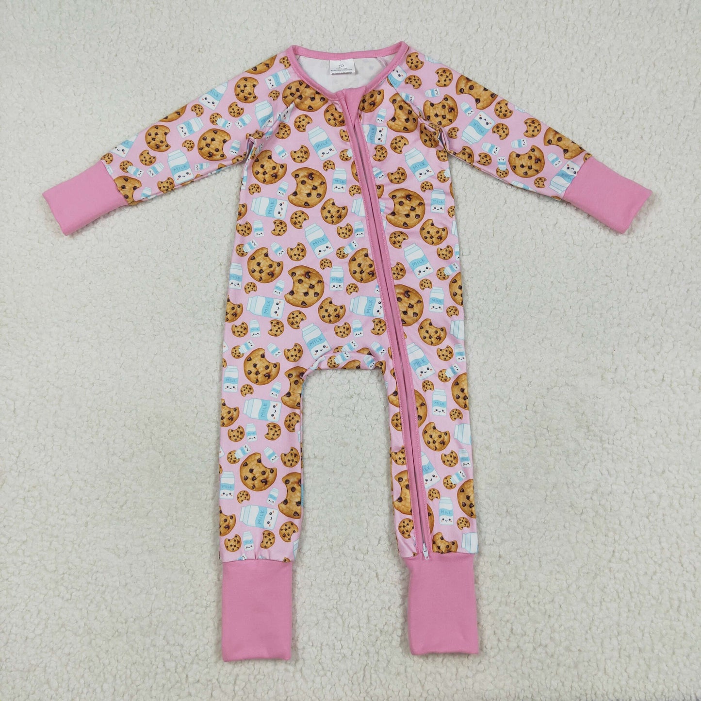 Baby Boy Girl Long Sleeves Cookies Milk Zipper Sibling Pajamas Romper Clothes RTS