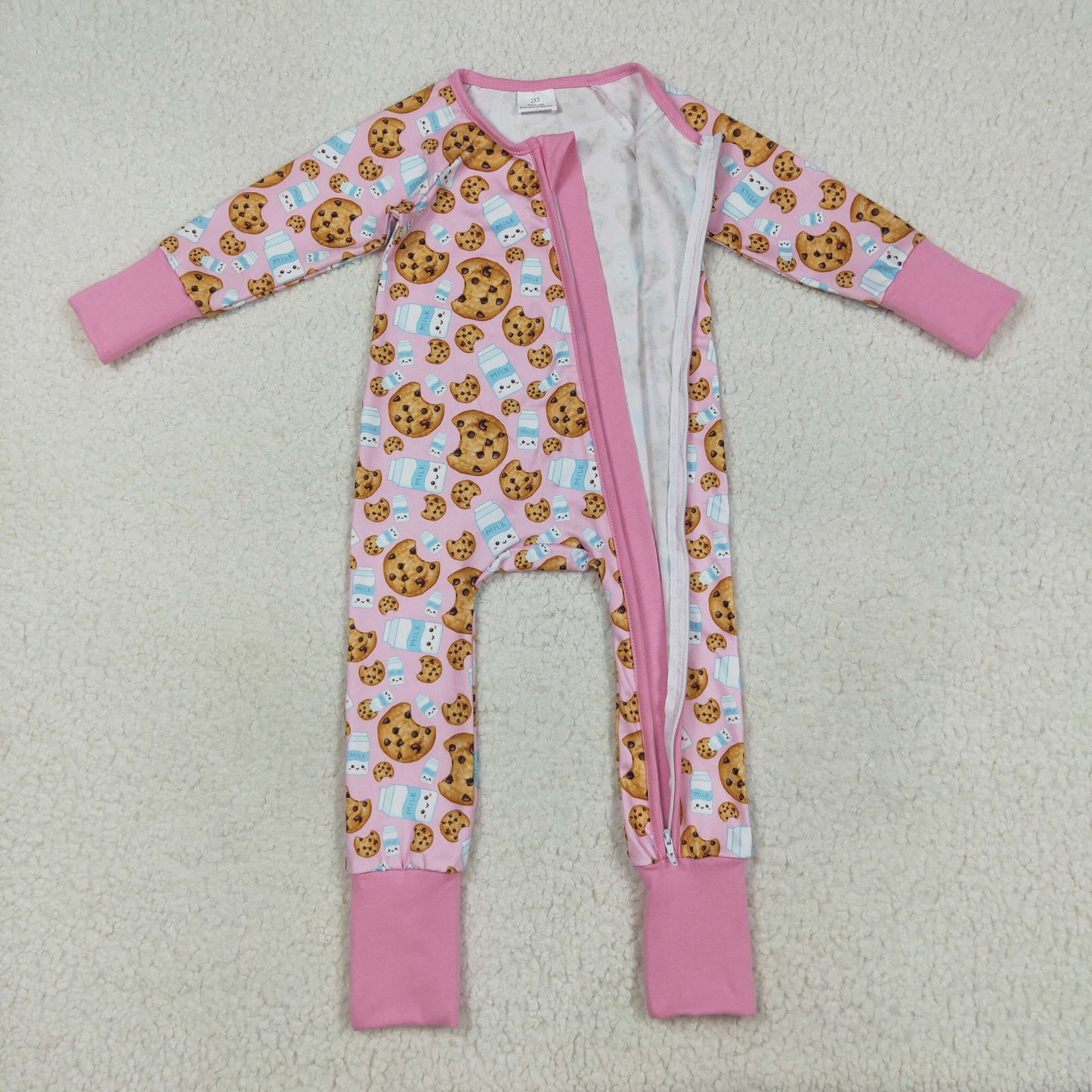 Baby Boy Girl Long Sleeves Cookies Milk Zipper Sibling Pajamas Romper Clothes RTS