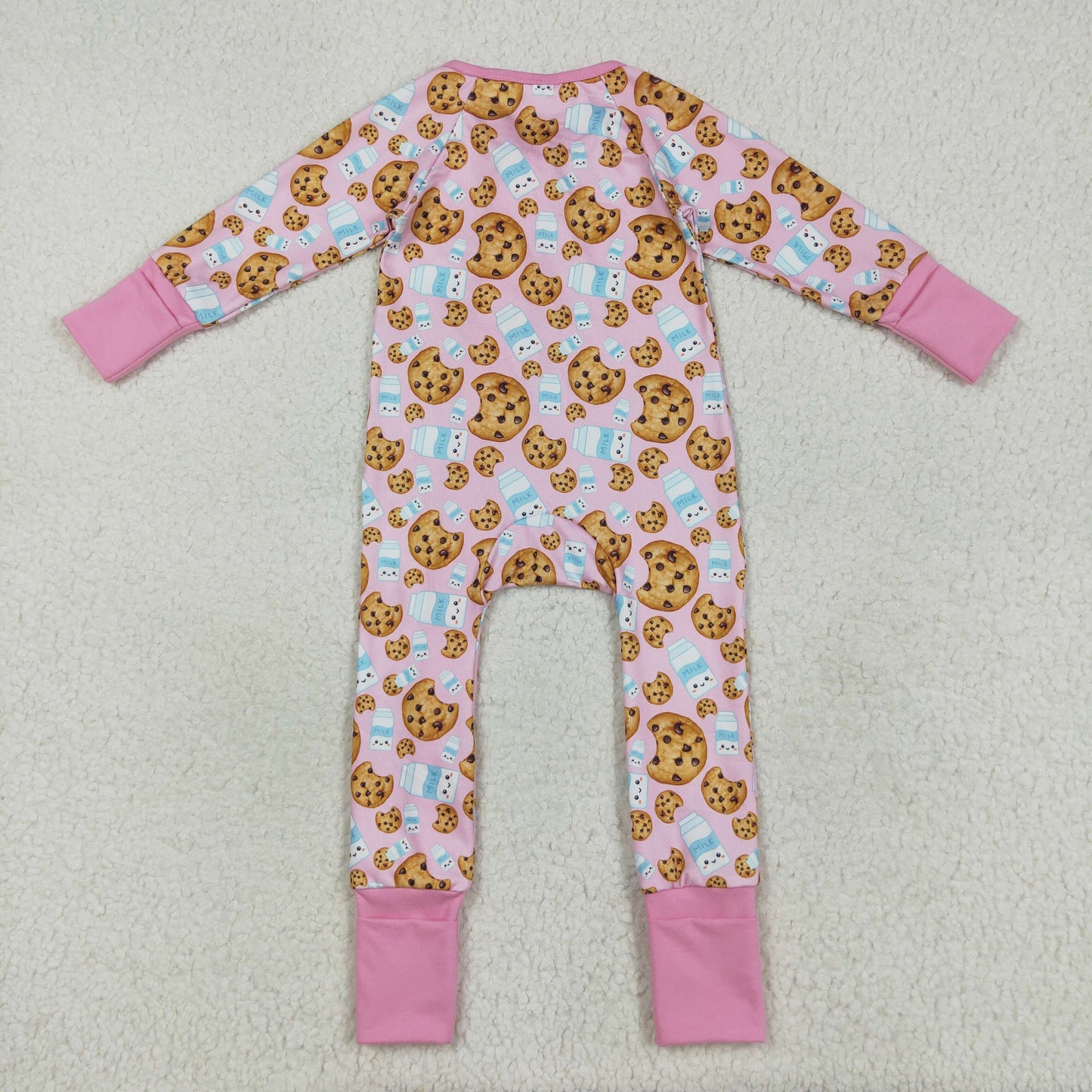 Baby Boy Girl Long Sleeves Cookies Milk Zipper Sibling Pajamas Romper Clothes RTS