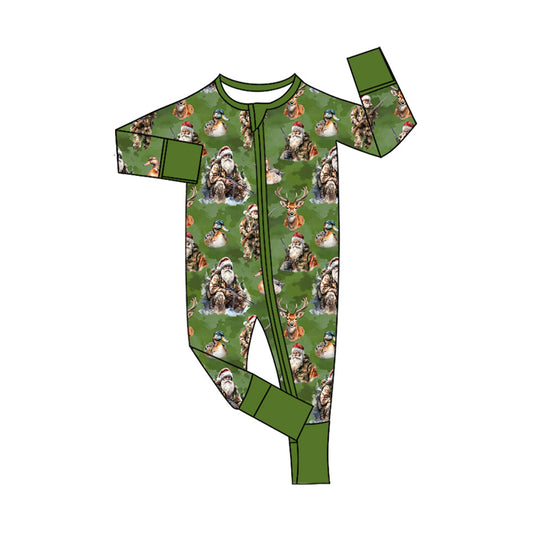 ( Moq 5 ) Preorder Baby Boy Long Sleeves Deer Ducks Santa Christmas Hunting Zipper Romper