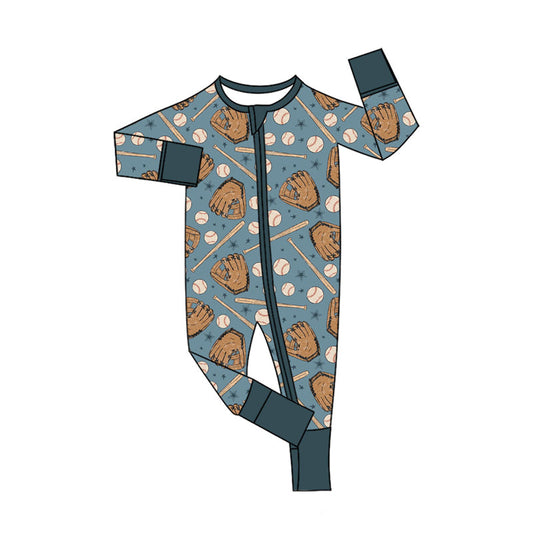 ( Moq 5 ) Preorder Baby Boy Long Sleeves Baseball Zipper Romper