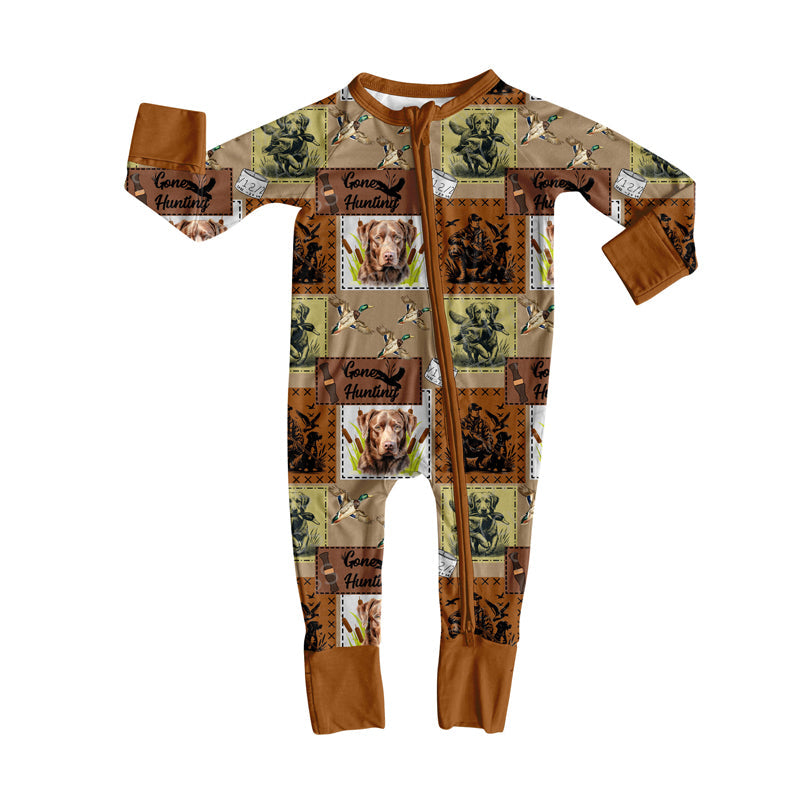 ( Moq 5 ) Preorder Boys Infant Dogs Ducks Hunting Zipper Pajamas Romper