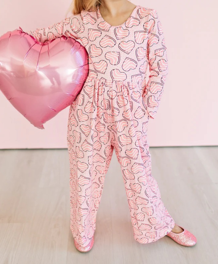 ( Moq 5 ) Preorder Baby Girls Kids Long Sleeves Hearts Valentine's Day Jumpsuit