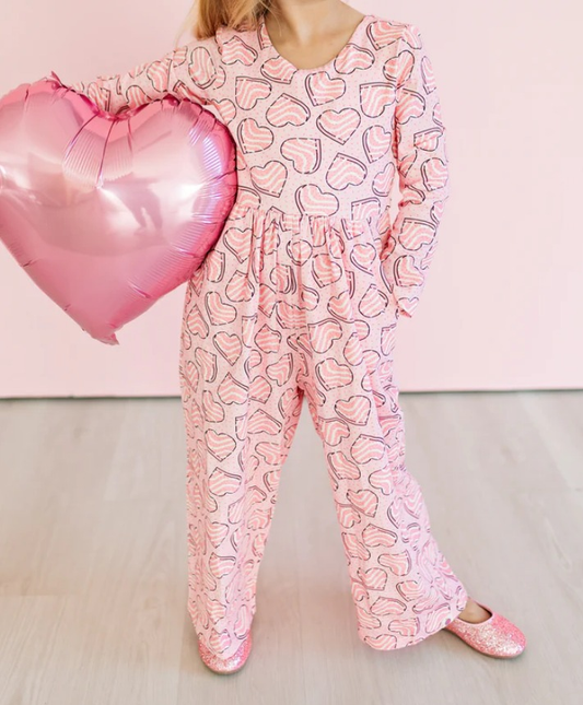( Moq 5 ) Preorder Baby Girls Kids Long Sleeves Hearts Valentine's Day Jumpsuit