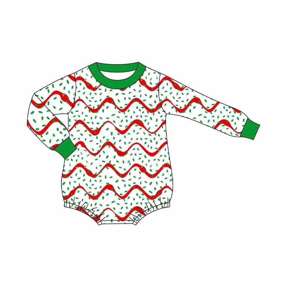 ( Moq 5 ) Preorder Baby Boys Infant Long Sleeves Cake Sprinkles Christmas Bubble Romper