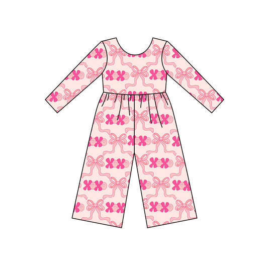 ( Moq 5 ) Preorder Girls Kids Long Sleeves Bows Valentine's Day Jumpsuit