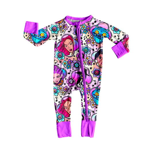 ( Moq 5 ) Preorder Girls Infant Movie Characters Flower Zipper Sleeper Romper