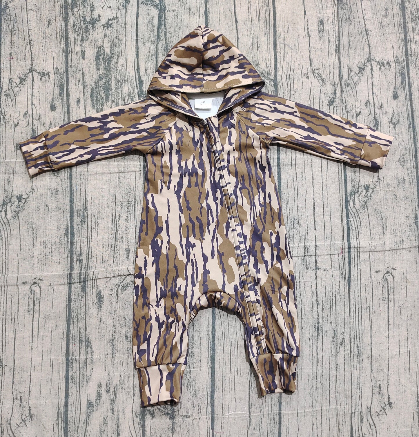 Baby Boys Camo Long Sleeves Zipper Hoodie Southern Romper RTS