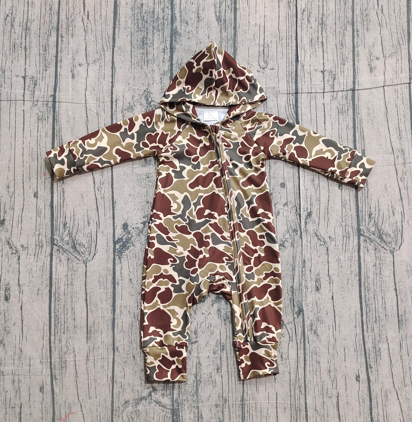 Baby Boys Infant Long Sleeves Camo Zipper Hoodie Southern Romper RTS