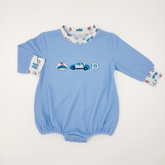 ( Moq 5 ) Preorder Baby Boys Blue Long Sleeves Car Bubble Romper