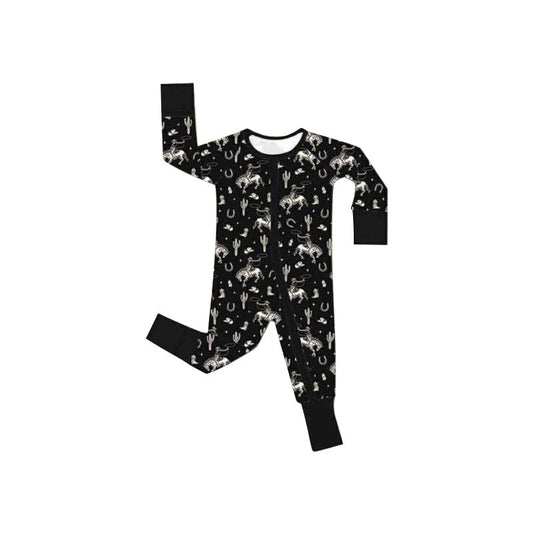 ( Moq 5 ) Preorder Baby Boys Long Sleeves Rodeo Cactus Western Zipper Sleeper Romper