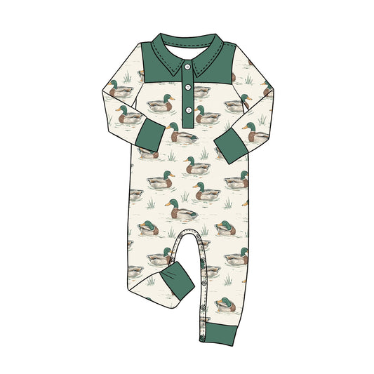 ( Moq 5 ) Preorder Baby Boys Infant Long Sleeves Ducks Buttons Romper Clothes