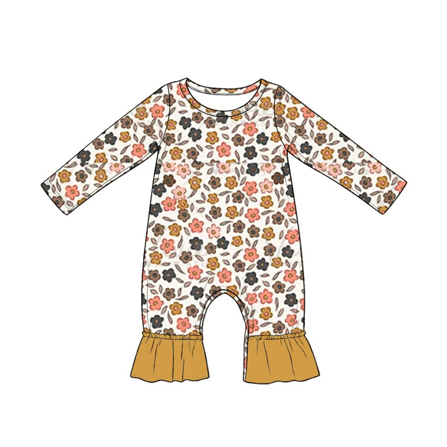 ( Moq 5 ) Preorder Baby Girls Infant Long Sleeves Flower Ruffle Romper