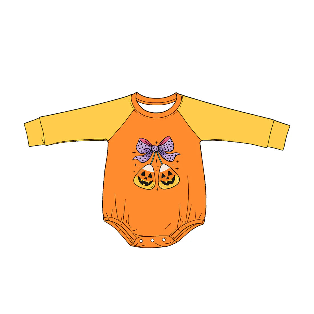 ( Moq 5 ) Preorder Baby Girls Kids Long Sleeves Bows Ghost Candy Halloween Bubble Romper Clothes