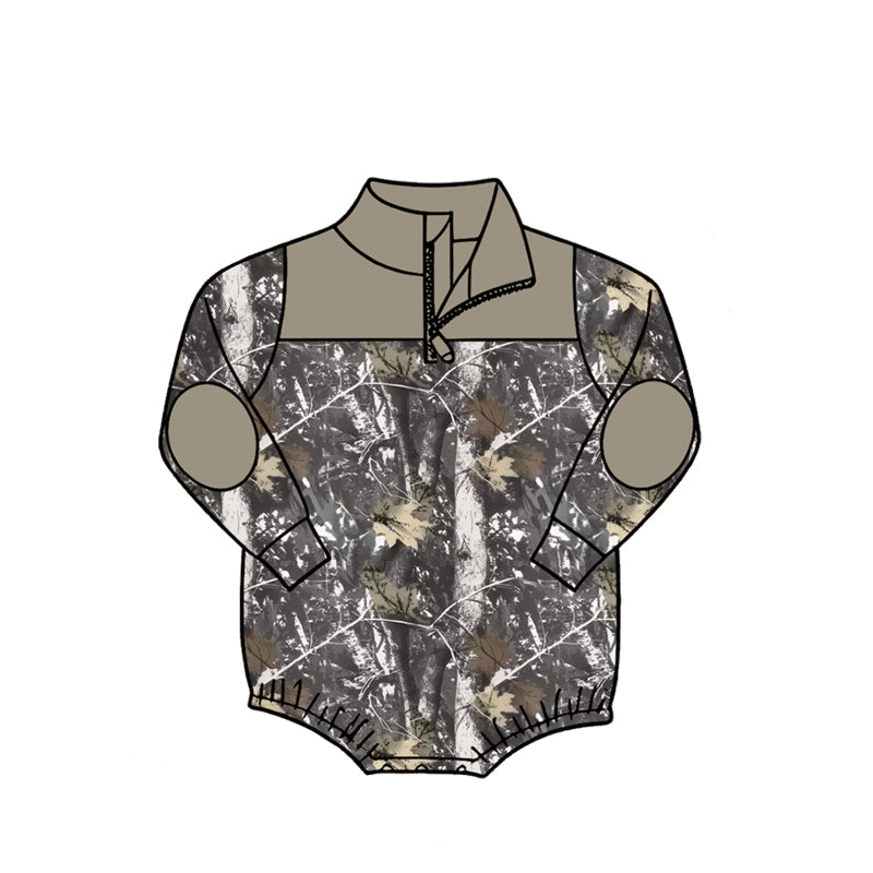 ( Moq 5 ) Baby Boys Infant Long Sleeves Zipper Bubble Romper Camo Clothes