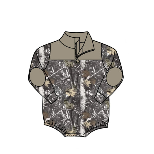 ( Moq 5 ) Baby Boys Infant Long Sleeves Zipper Bubble Romper Camo Clothes
