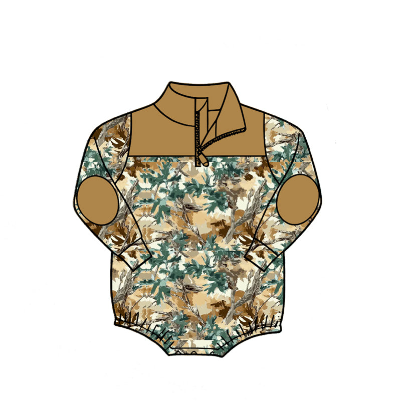 ( Moq 5 ) Baby Boys Infant Long Sleeves Camo Zipper Bubble Romper Clothes