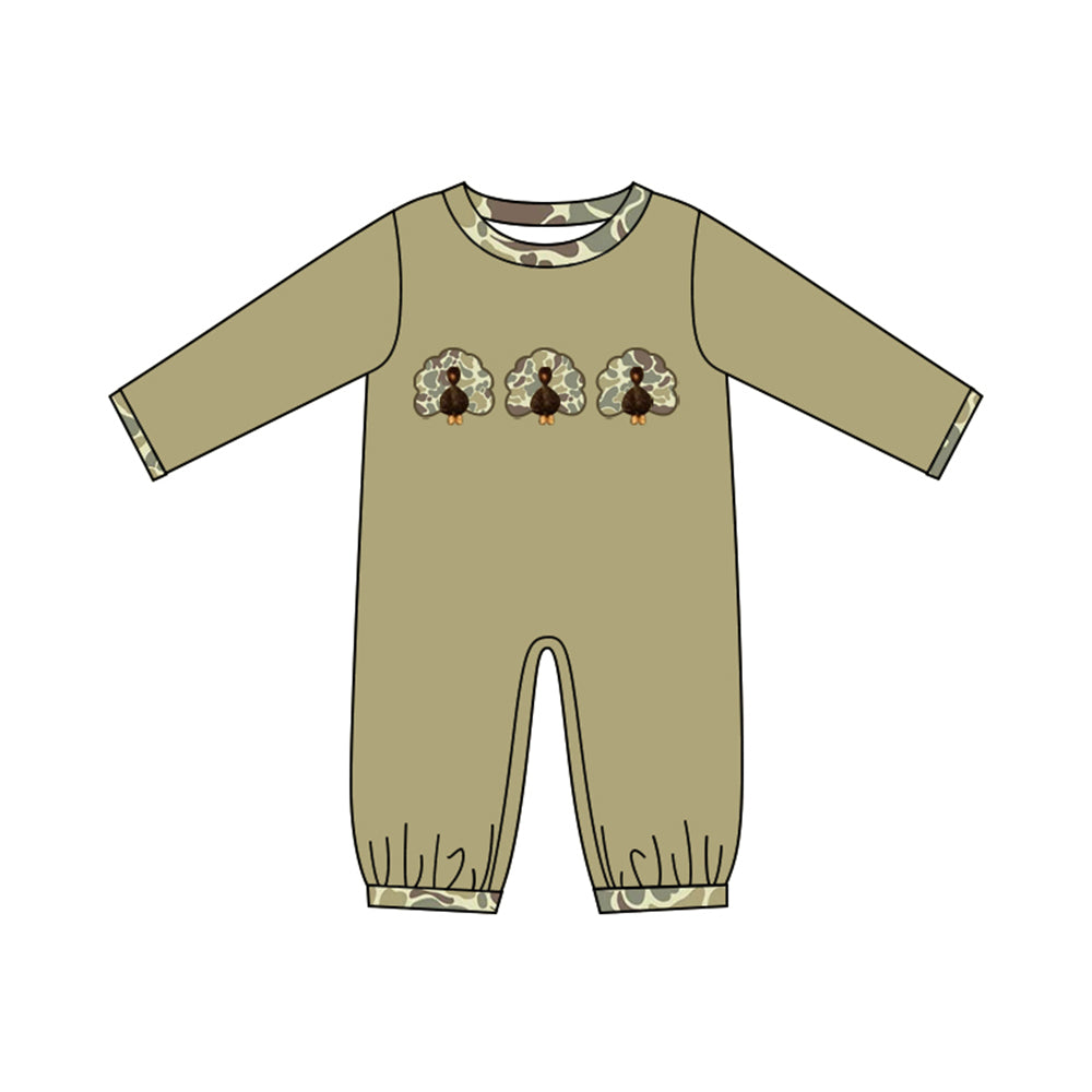 ( No moq ) Preorder Baby Boys Infant Long Sleeve Camo turkey Fall Romper Clothes