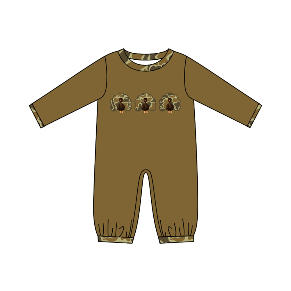 ( No moq ) Preorder Baby Boys Kids Long Sleeve Camo turkey Fall Romper Clothes