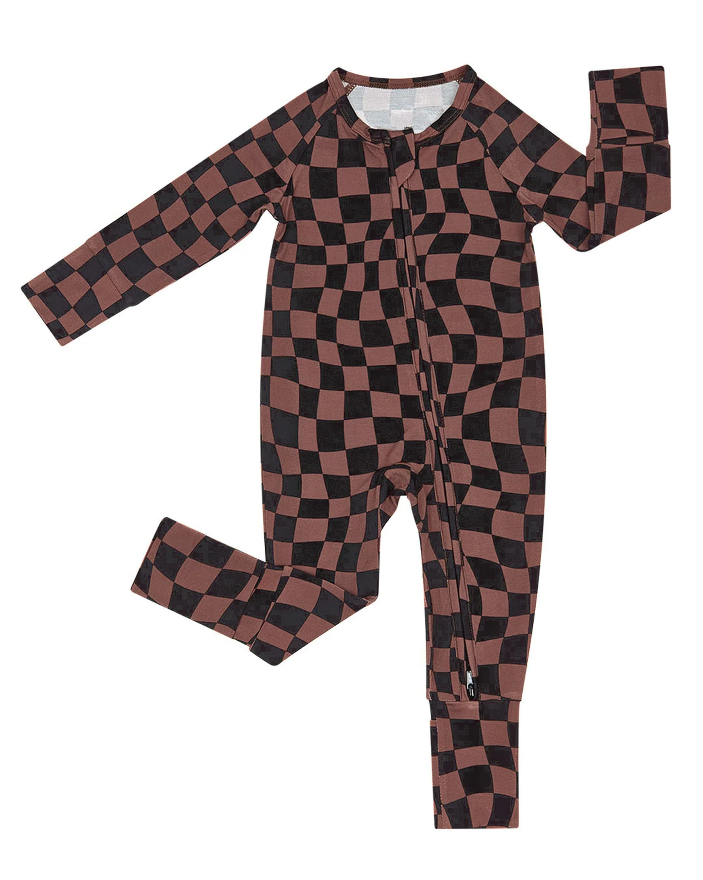 ( No moq ) Preorder Baby Boys Kids Long Sleeves Brown Black Plaid Zipper Footie Sleeper Romper Clothes